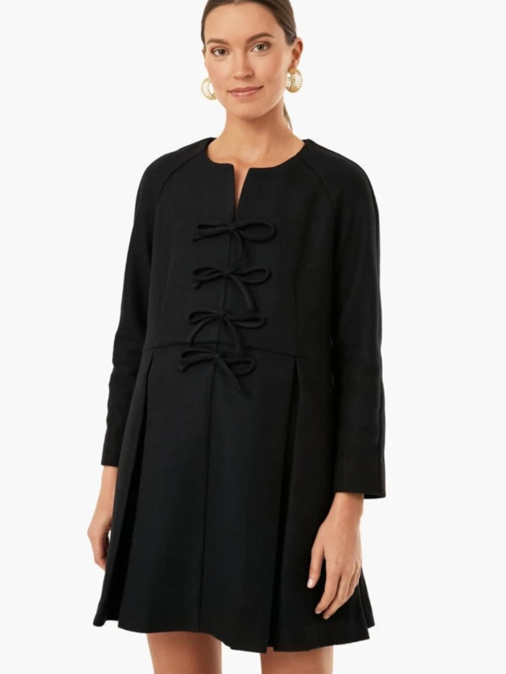 Tuckernuck Black Blair Bow Coat Dress Size M